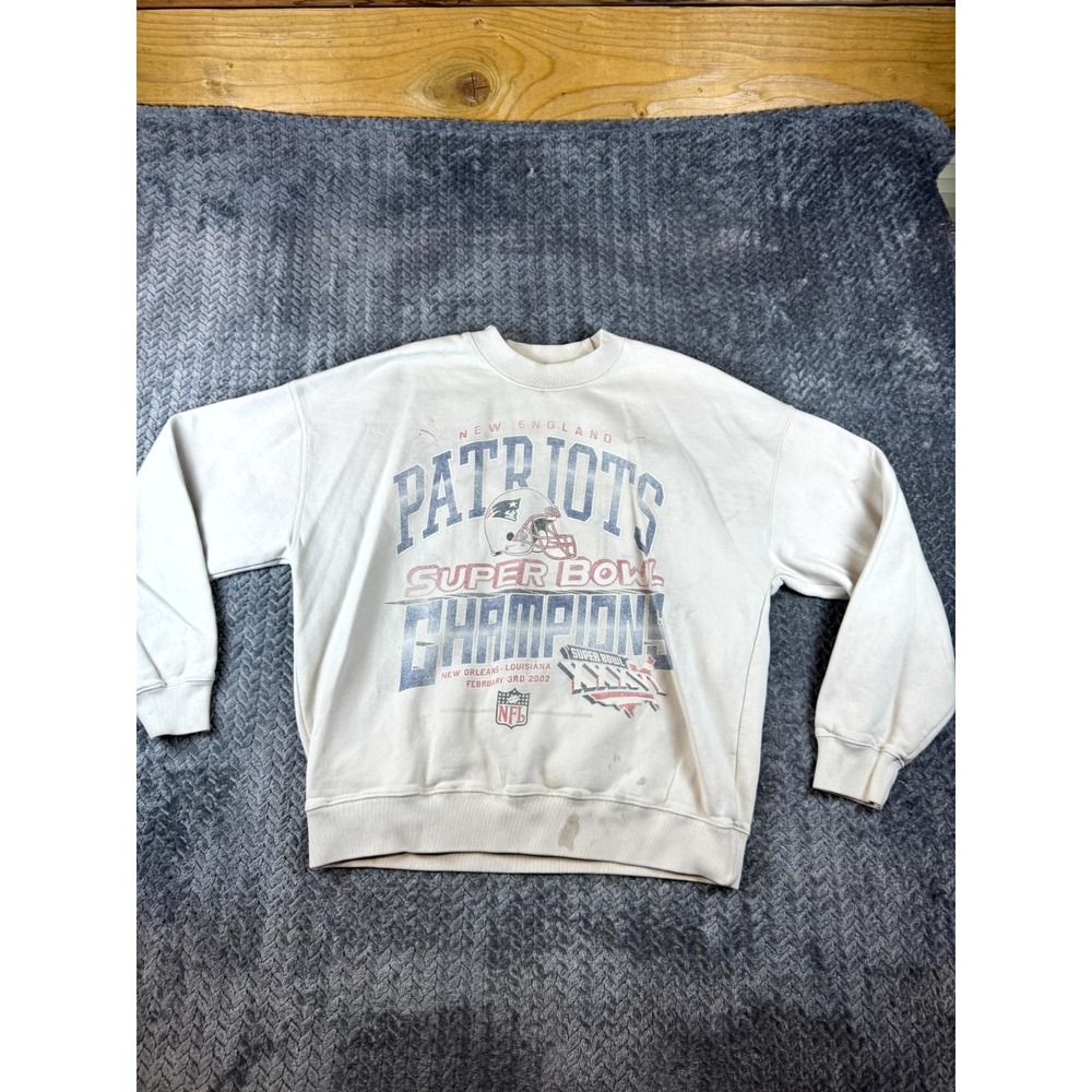 New England Patriots Sweatshirt Men M White Abercrombie & Fitch Super Bowl XXXVI